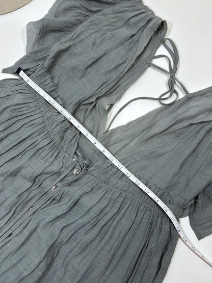 Sweet Lovely by Jen Ruffle Sleeve Button Front Maxi Dress Dove - S