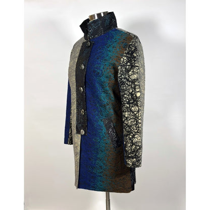 Lindi Silk Jacket Art to Wear Patchwork Tapestry Longline - S