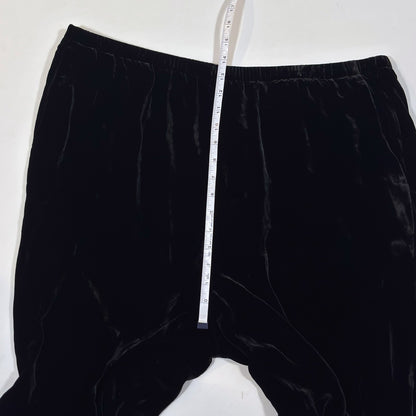 Eileen Fisher System Black Velvet Tapered Ankle Pants Elastic Waist - XL