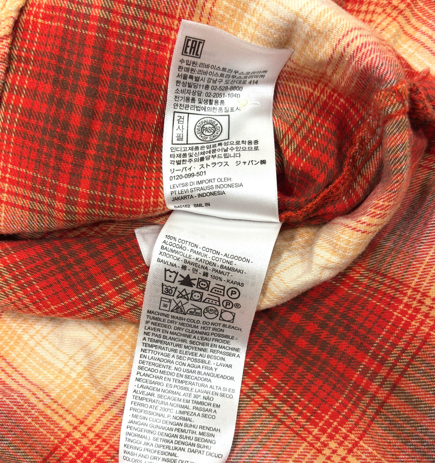 Levi's Henri Flannel Flame Scarlet Plaid Button Down Shirt - S
