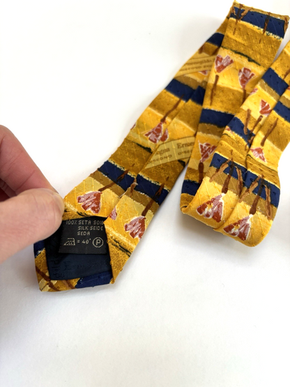 Ermenegildo Zegna Silk Floral Tulip Neck Tie Italy 3.75"