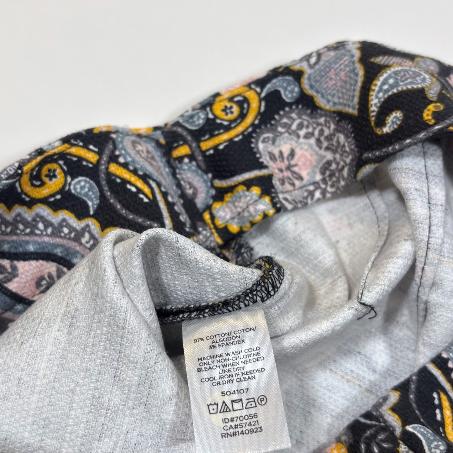 Ann Taylor Loft Black Yellow Paisley Print Cotton Pique Pencil Skirt - 2P