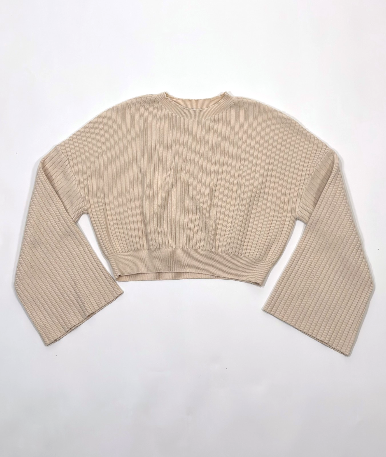 Lulu's Cream Ribbed Knit Cropped Sweater "Snuggly Style" - S