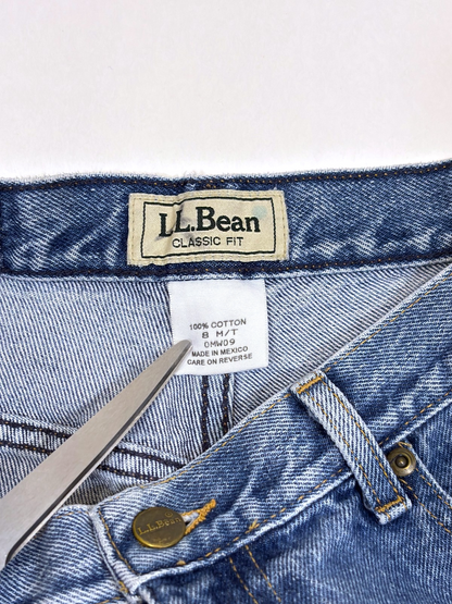 LL Bean Patchwork Denim Mini Shorts High Rise Distressed - 8