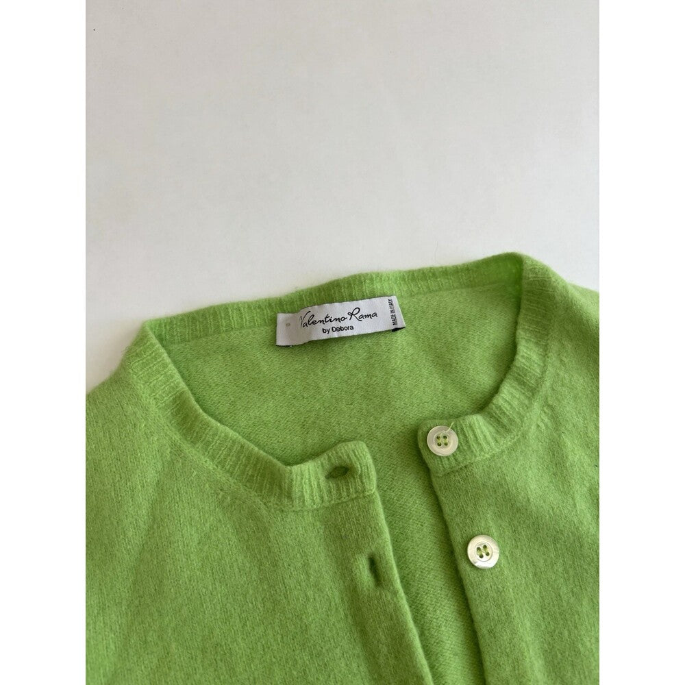 Valentino Rama by Deborah Cashmere Cardigan Sweater Italy Lime Green - XS/S