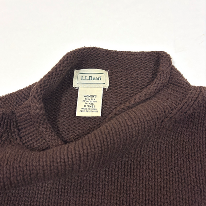 LL Bean Silk Cotton Rollneck Knit Sweater Chocolate Brown - M