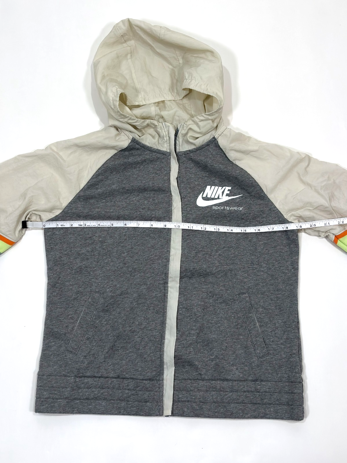 Nike Heritage Full-Zip Hoodie Jacket Carbon Heather Grey Stripe - Youth XL