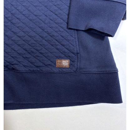 LL Bean Quilted Quarter Zip Pullover Sweatshirt Navy Blue - XL Petite