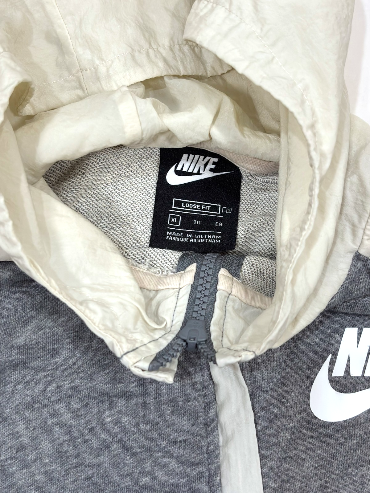 Nike Heritage Full-Zip Hoodie Jacket Carbon Heather Grey Stripe - Youth XL
