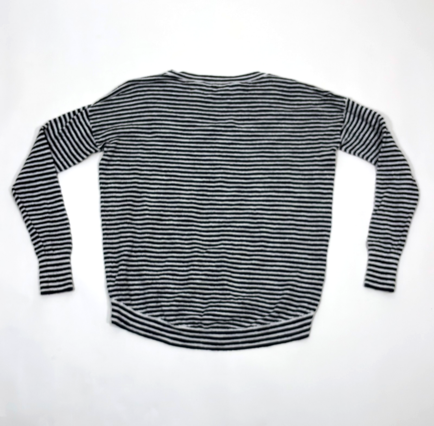 Loft Black White Striped Sweater Lightweight Knit - XS