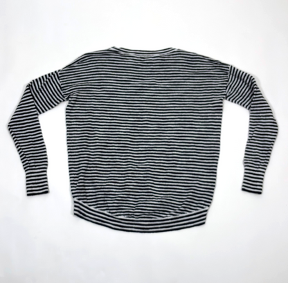 Loft Black White Striped Sweater Lightweight Knit - XS