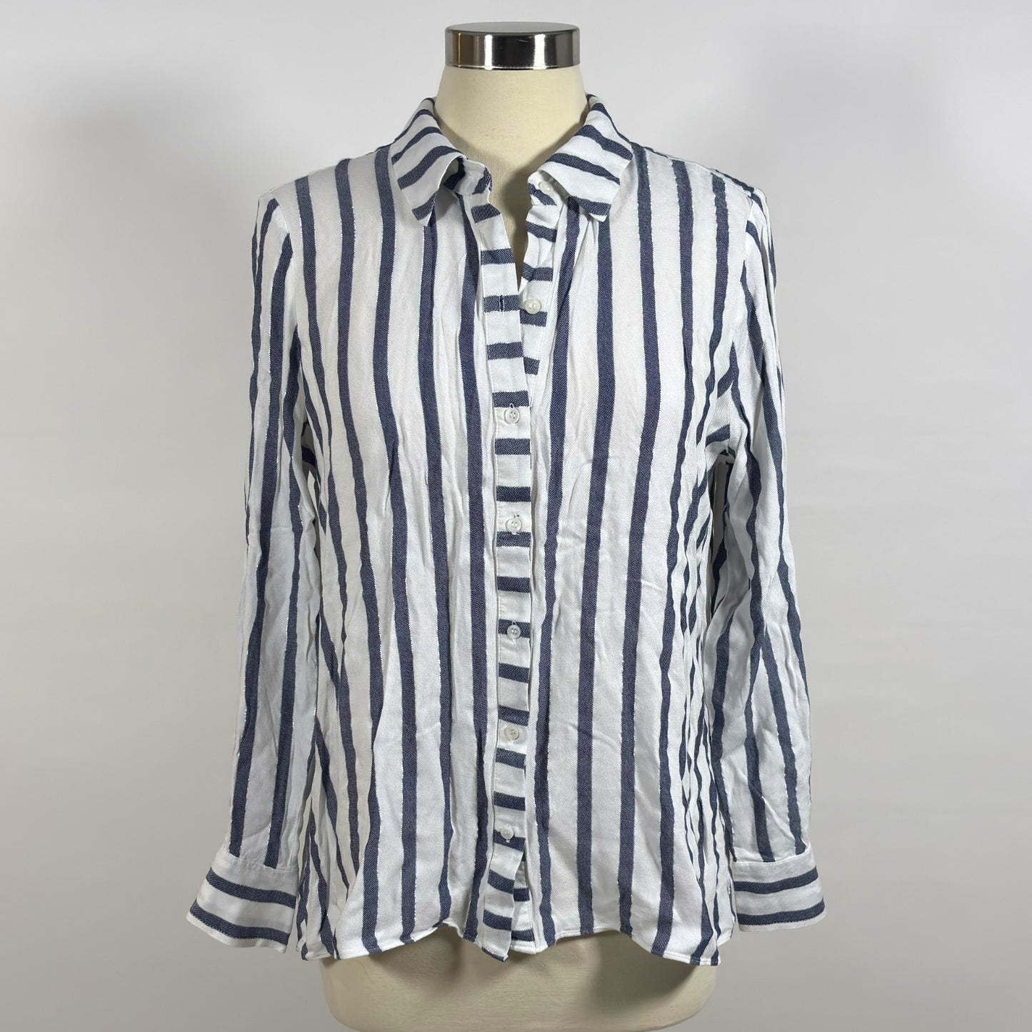 INC International Concepts Blue Striped Long-Sleeve Button Down Shirt - L