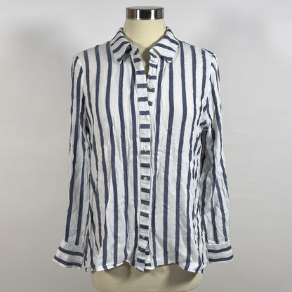 INC International Concepts Blue Striped Long-Sleeve Button Down Shirt - L