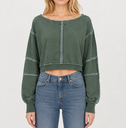 Free People All That Sweatshirt Forest Olive Green - S