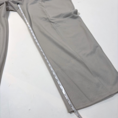 Eileen Fisher System Boiled Wool Jersey Pleated Wide-Leg Trouser Pant Chalk Gray - XL