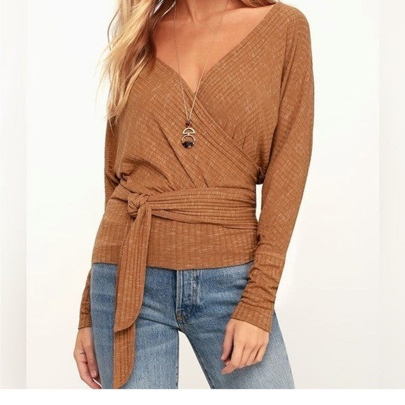 Free People East Coast Wrap Top Blouse Moroccan Spice - XS