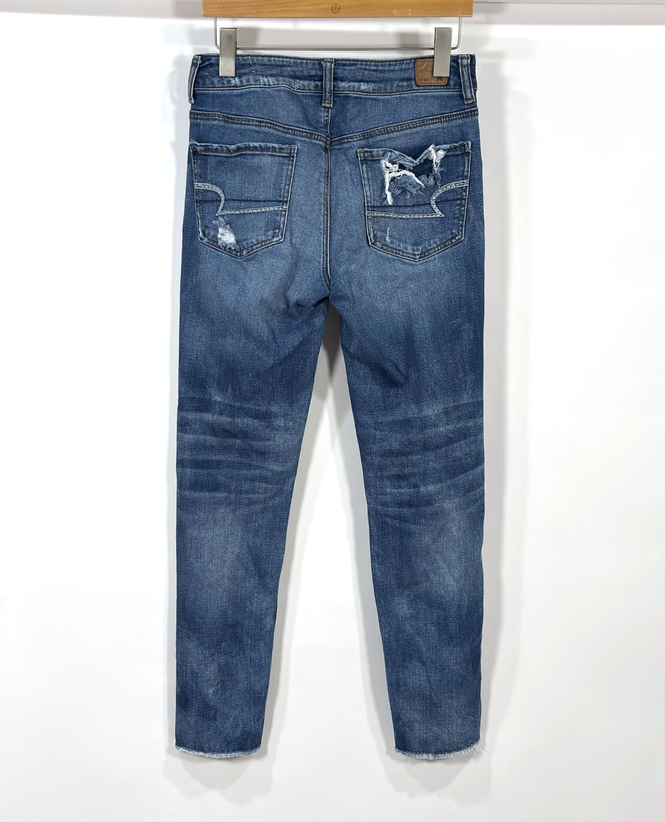 American Eagle Tomgirl Straight Leg Distressed Raw Hem Jeans - 2