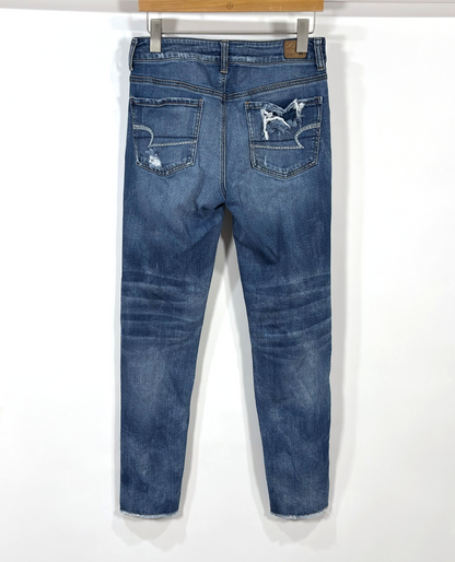 American Eagle Tomgirl Straight Leg Distressed Raw Hem Jeans - 2