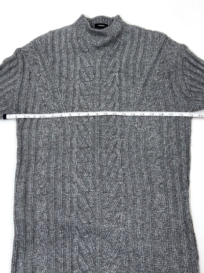 Express Gray Cable Knit Sweater Dress Tunic Mock Neck Ribbed - XS