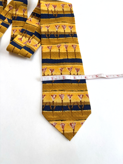 Ermenegildo Zegna Silk Floral Tulip Neck Tie Italy 3.75"