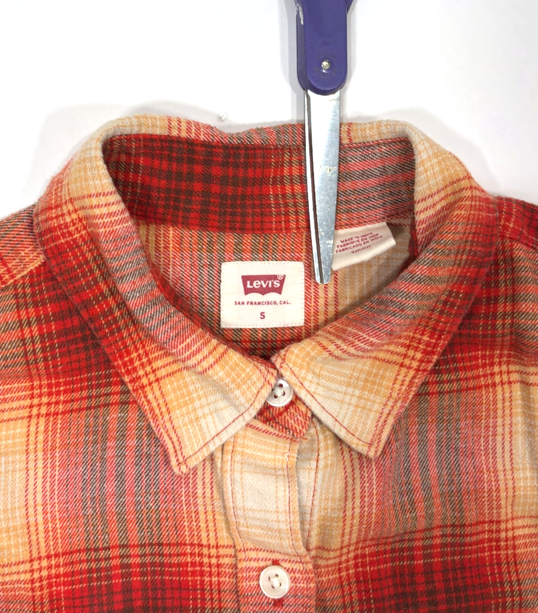 Levi's Henri Flannel Flame Scarlet Plaid Button Down Shirt - S