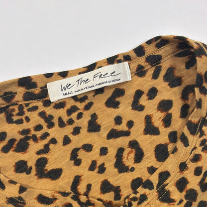 Free People Clarity Ringer Crewneck Short Sleeve Tee Animal Print - S