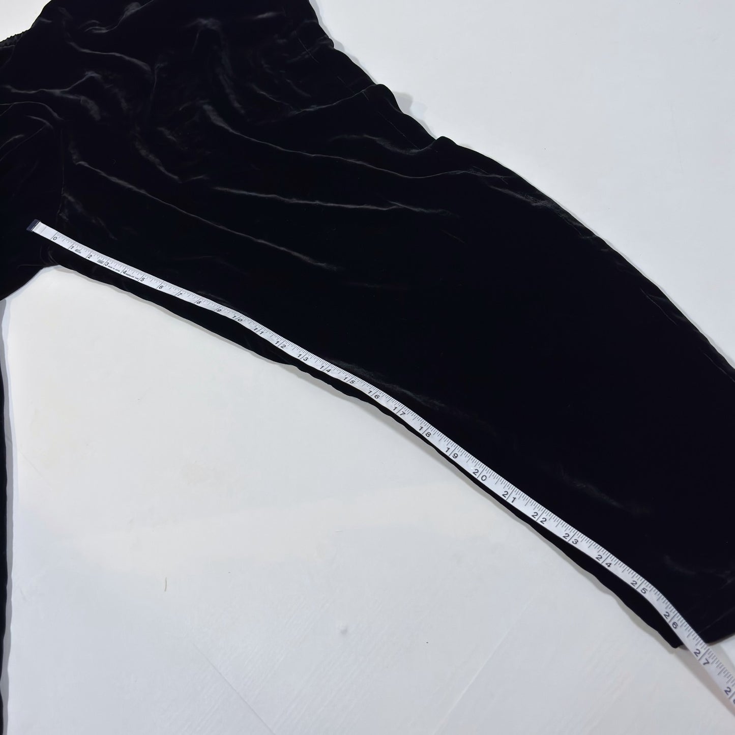 Eileen Fisher System Black Velvet Tapered Ankle Pants Elastic Waist - XL