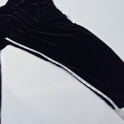 Eileen Fisher System Black Velvet Tapered Ankle Pants Elastic Waist - XL