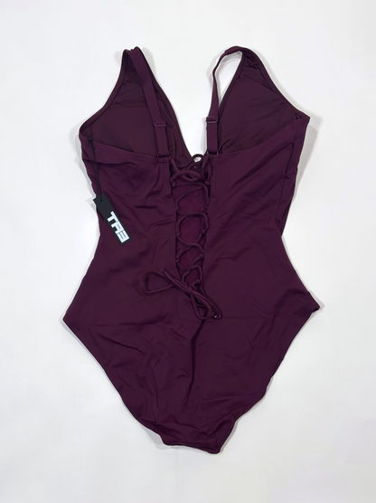 TA3 Plungey Shapewear Swimsuit Aubergine Eggplant Purple - 3X