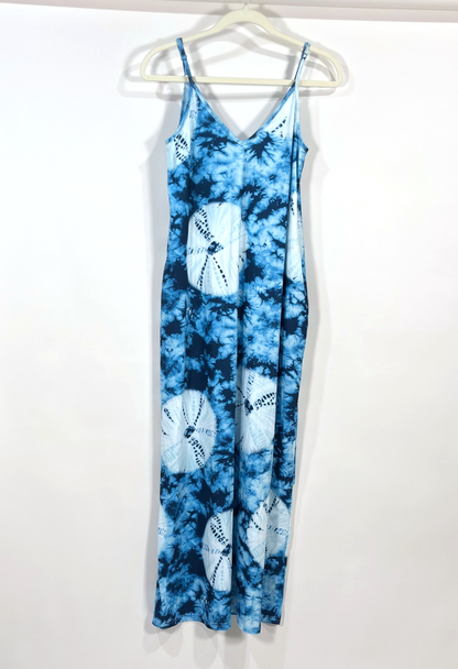 Poetsky V Neck Sleeveless Flowy Pockets Maxi Sun Dress Sand Dollar - S