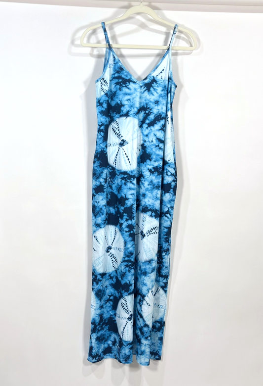Poetsky V Neck Sleeveless Flowy Pockets Maxi Sun Dress Sand Dollar - S