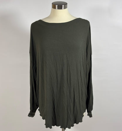 Free People Shimmy Shake Top Backless Open Back Long Sleeve Relaxed - M