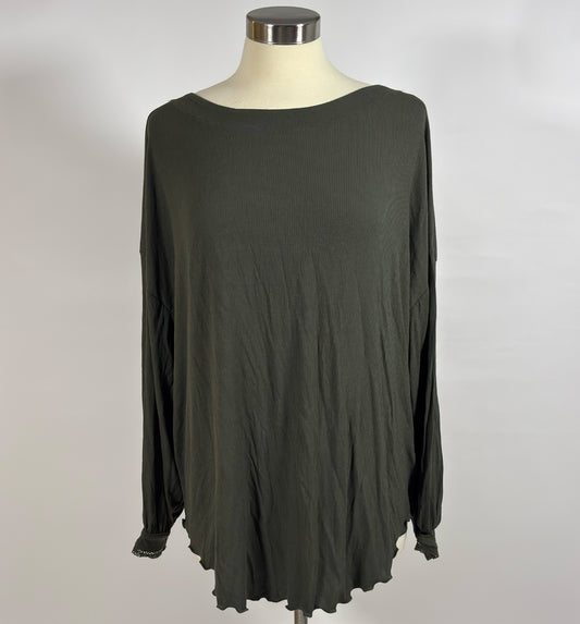 Free People Shimmy Shake Top Backless Open Back Long Sleeve Relaxed - M