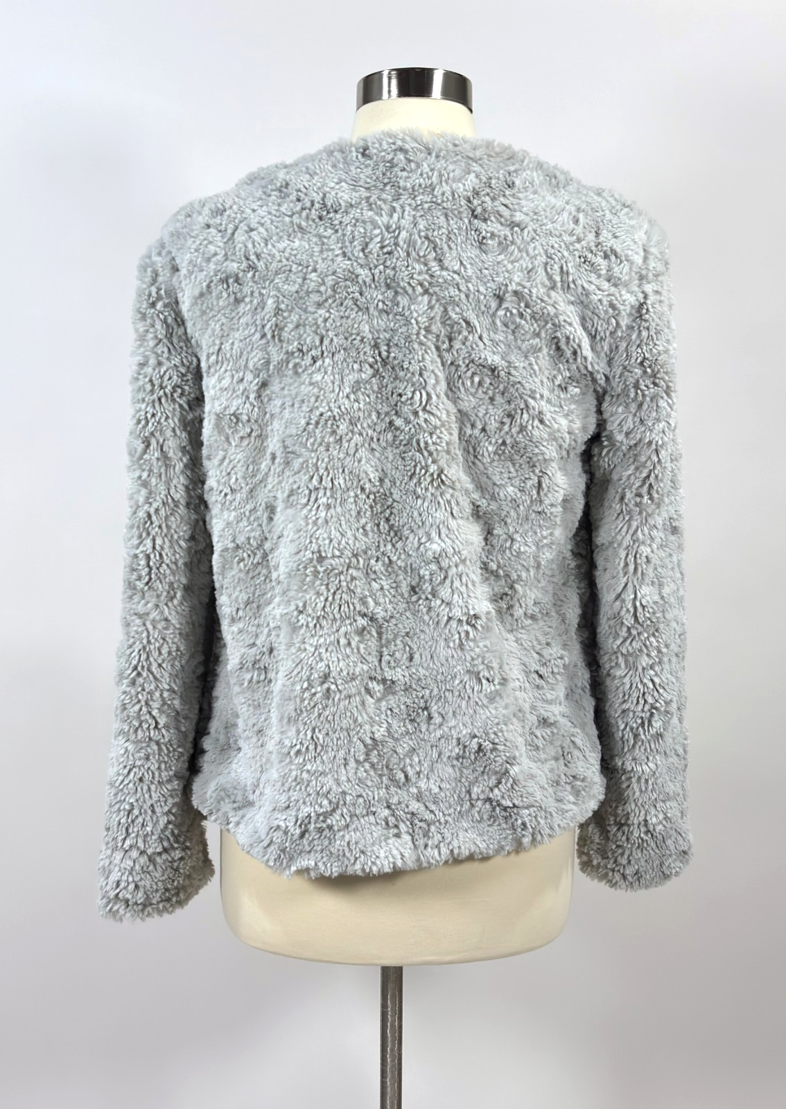 BB Dakota Come Cozy Faux Fur Jacket Open Front Grey - S