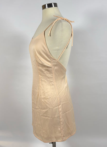 Nasty Gal Slinky Satin Mini Slip Dress Champange Low Back - 6