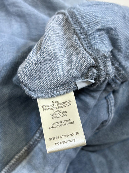 Cloth & Stone Chambray Knit Twofer Hoodie Flannel Overlay - M