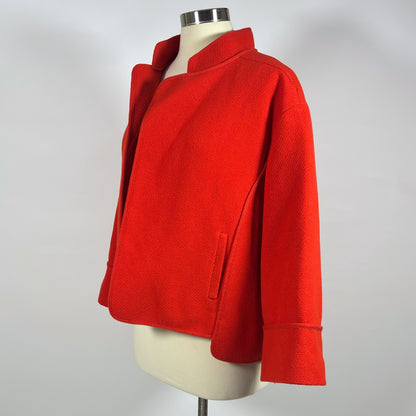 Classiques Entier Red Structured Boxy Blazer Jacket Textured Open Front - L/XL
