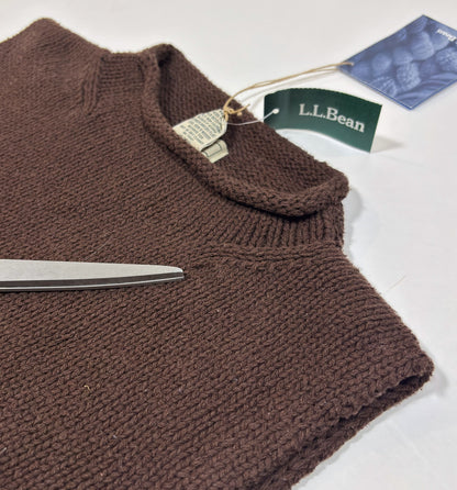 LL Bean Silk Cotton Rollneck Knit Sweater Vest Chocolate Brown - L