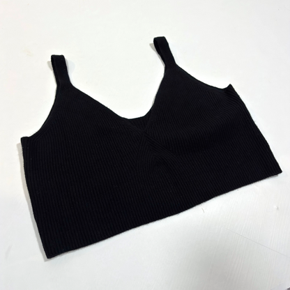 J Crew Cashmere Cropped Sweater Tank Black Ribbed Knit - 2X