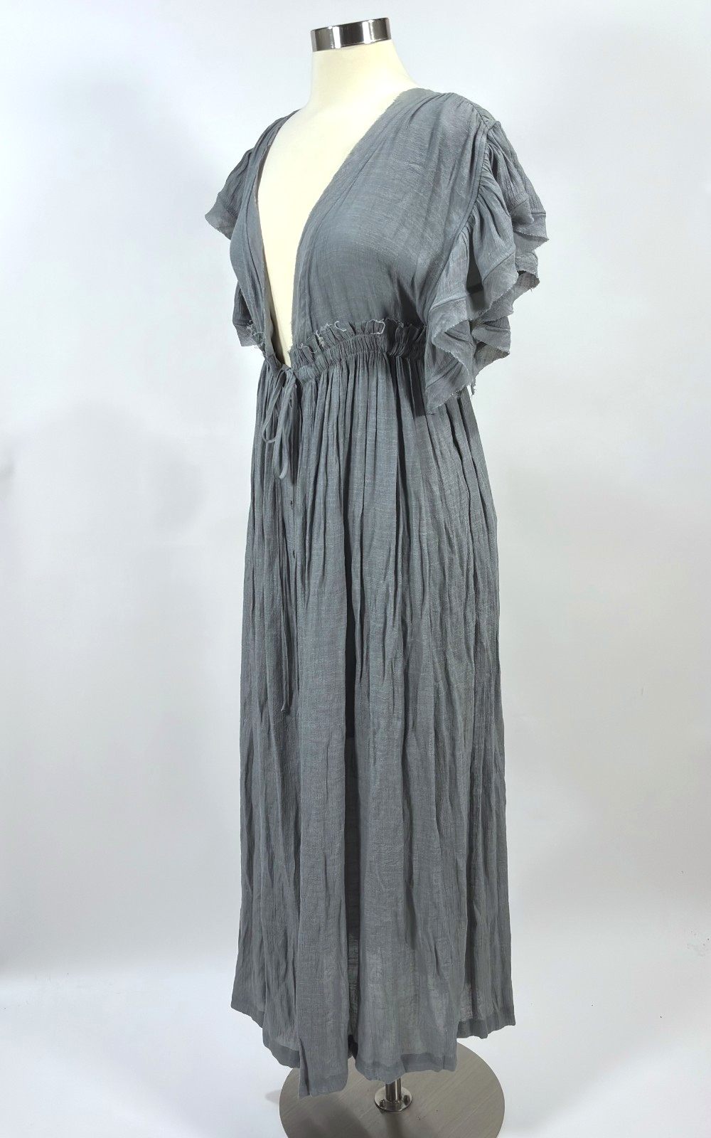 Sweet Lovely by Jen Ruffle Sleeve Button Front Maxi Dress Dove - S