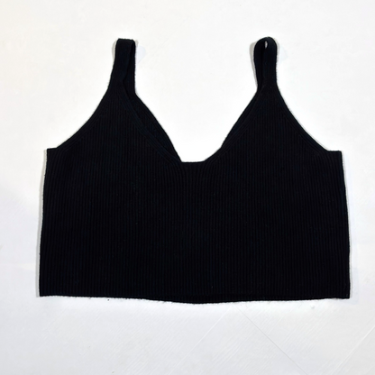 J Crew Cashmere Cropped Sweater Tank Black Ribbed Knit - 2X