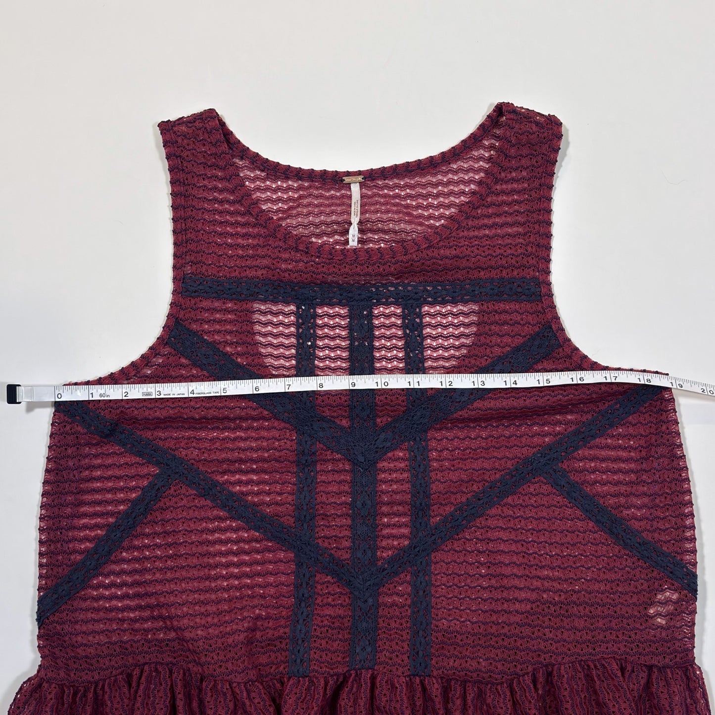 Free People Crochet Peplum Tank Blouse Purple Blue Mesh Knit - M