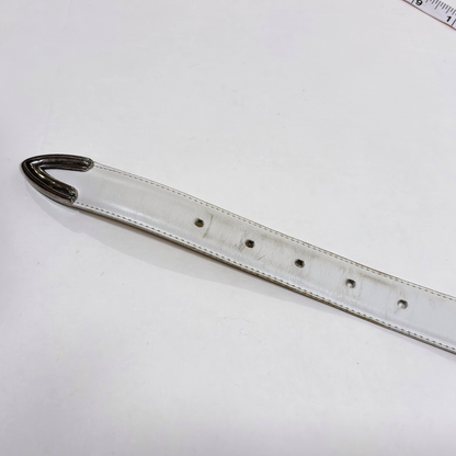 Brighton White Leather Belt Silver Buckle - M
