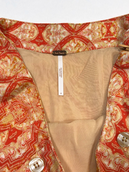 Free People Lover's Lane Mini Skirt Orange Poppy Peach - 4