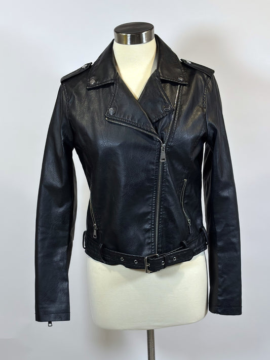 Ci Sono by Cavalini Black Vegan Leather Moto Biker Jacket - M