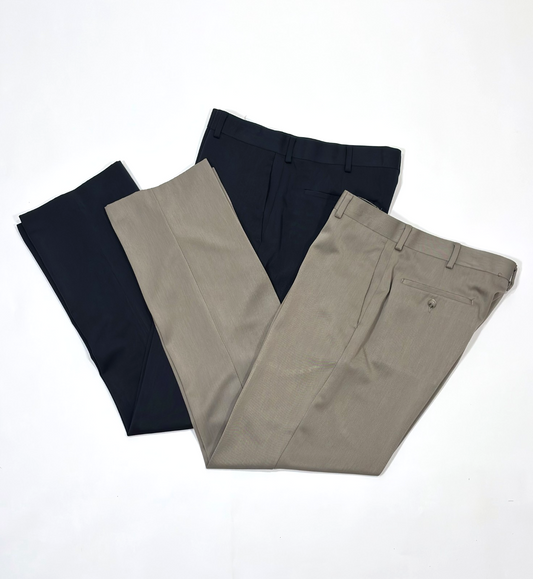 Axist 2 Pairs Men Dress Pants Slacks Navy Khaki - 34x34