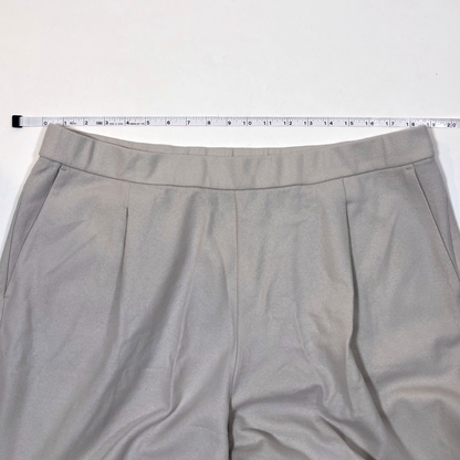 Eileen Fisher System Boiled Wool Jersey Pleated Wide-Leg Trouser Pant Chalk Gray - XL