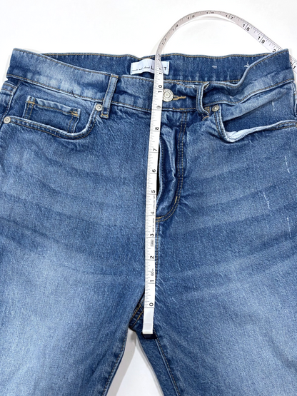 Loft The Straight Crop Jeans Medium Wash Raw Hem Distressed - 2/26