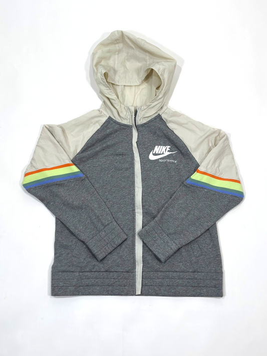 Nike Heritage Full-Zip Hoodie Jacket Carbon Heather Grey Stripe - Youth XL