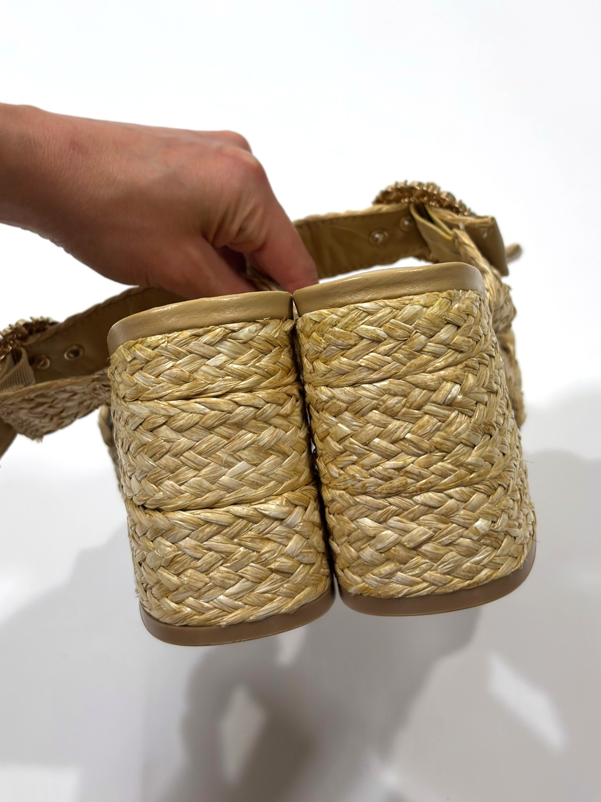 Abound Ronda Natural Raffia Platform Sandals Crystal Buckle - 8.5